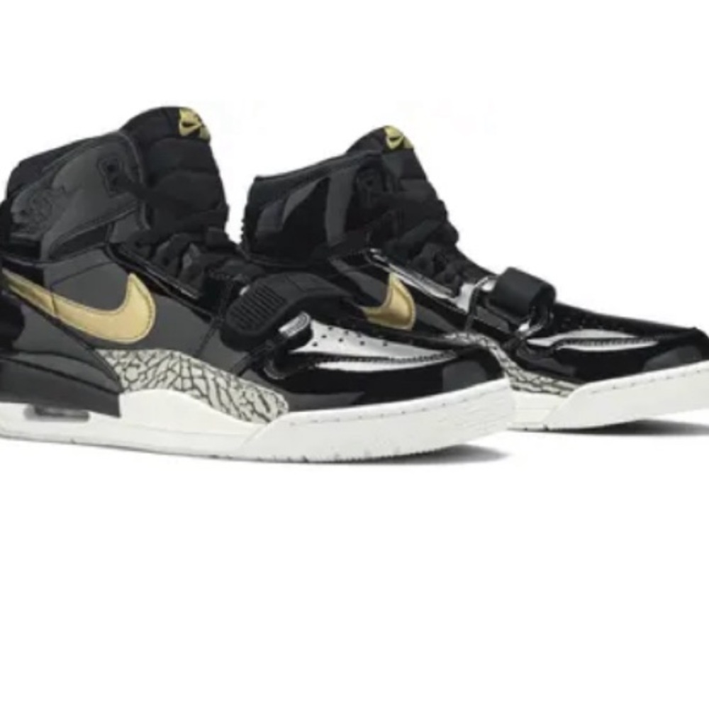 Jordan Black and Gold Athletic Shoes